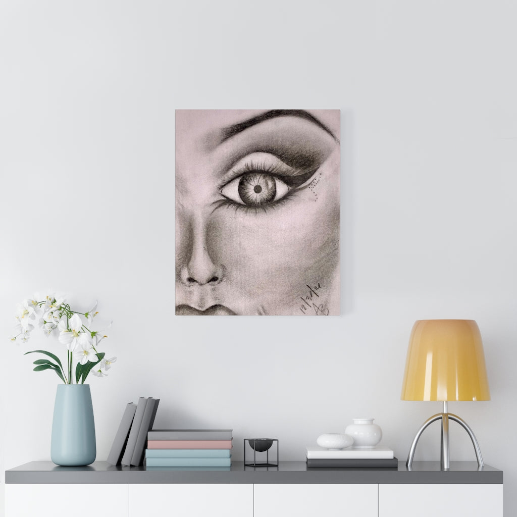 A Woman's Eye Sketch on Canvas