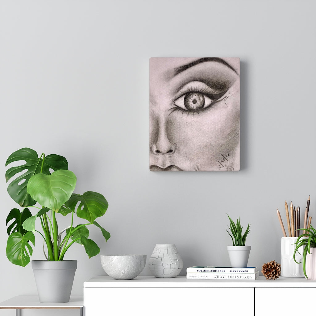 A Woman's Eye Sketch on Canvas