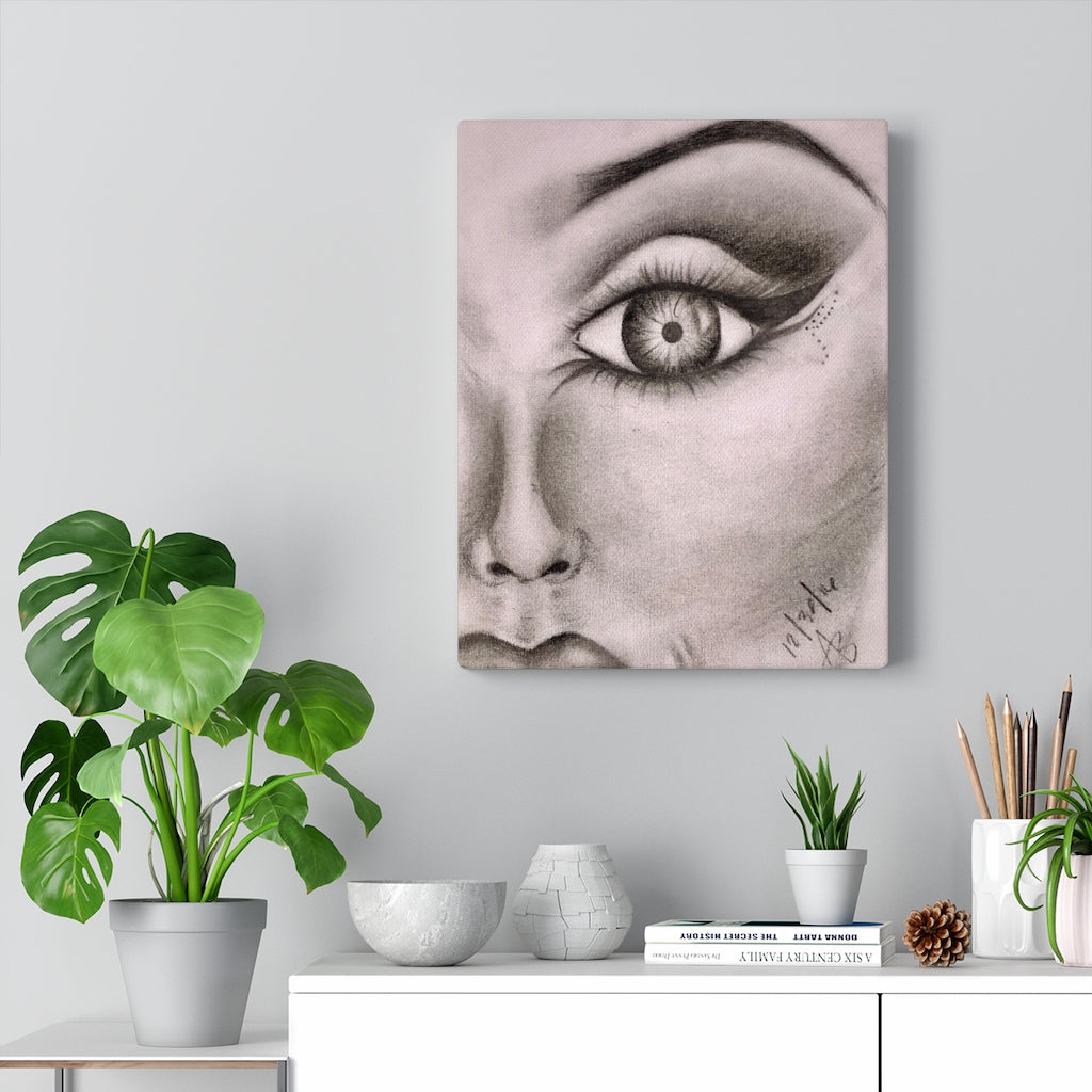 A Woman's Eye Sketch on Canvas