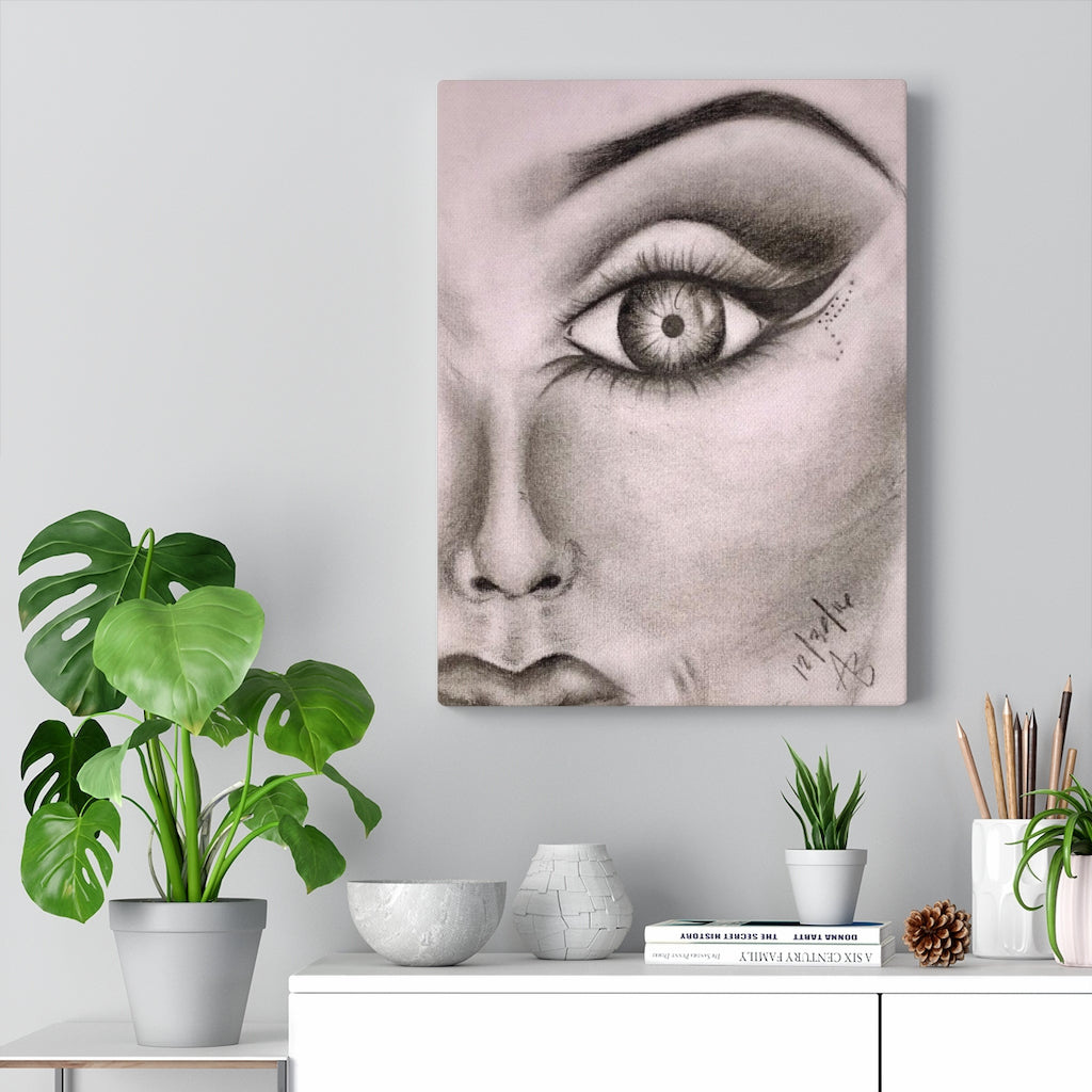 A Woman's Eye Sketch on Canvas